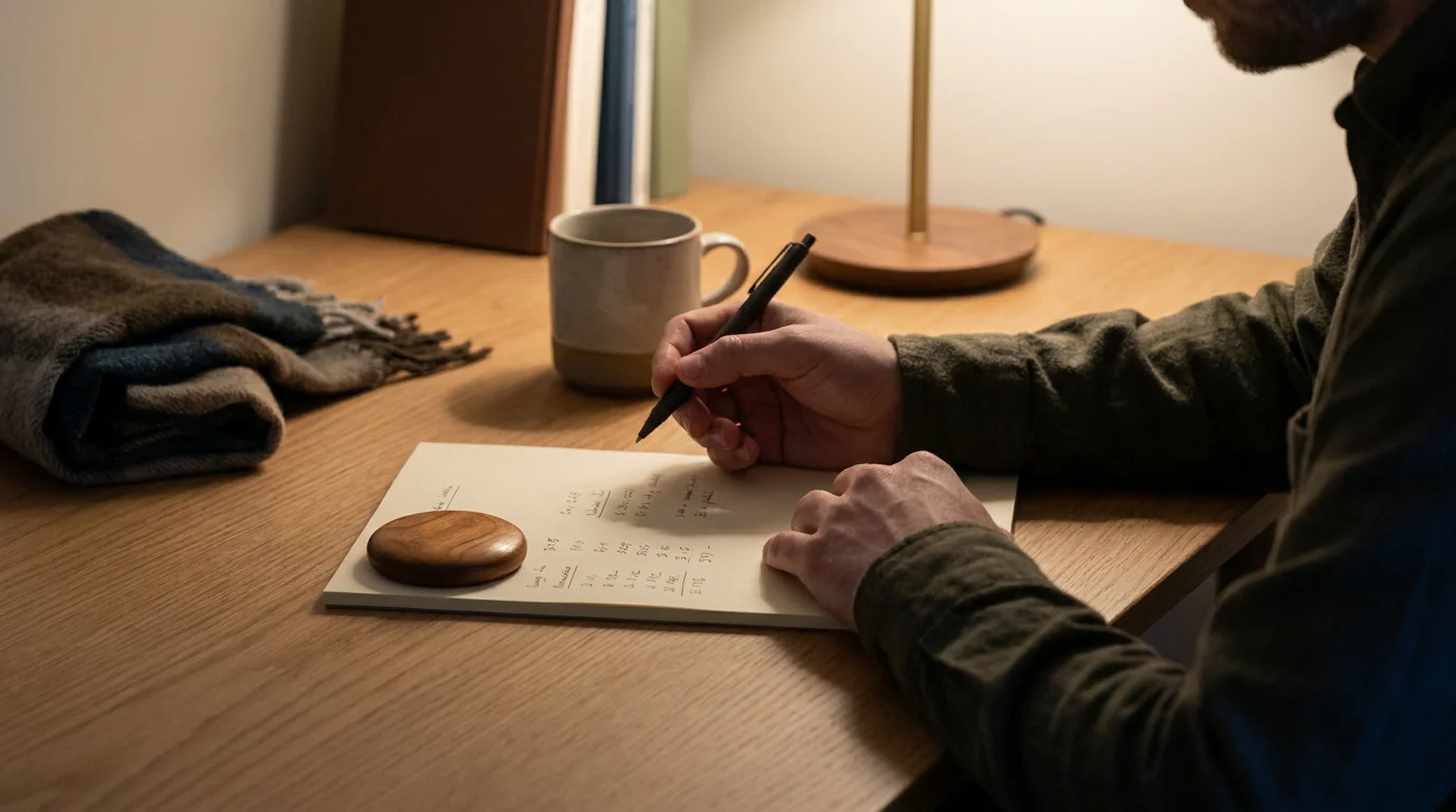 Person plant ein kleines Spielbudget mit Stift und Notizblock