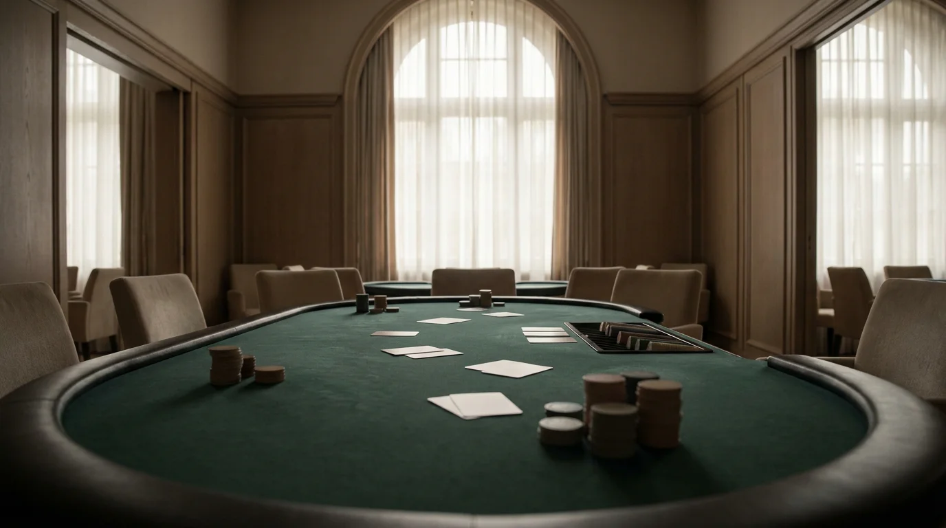 Neutraler Baccarat-Tisch ohne erkennbare Marken in deutscher Casino-Umgebung
