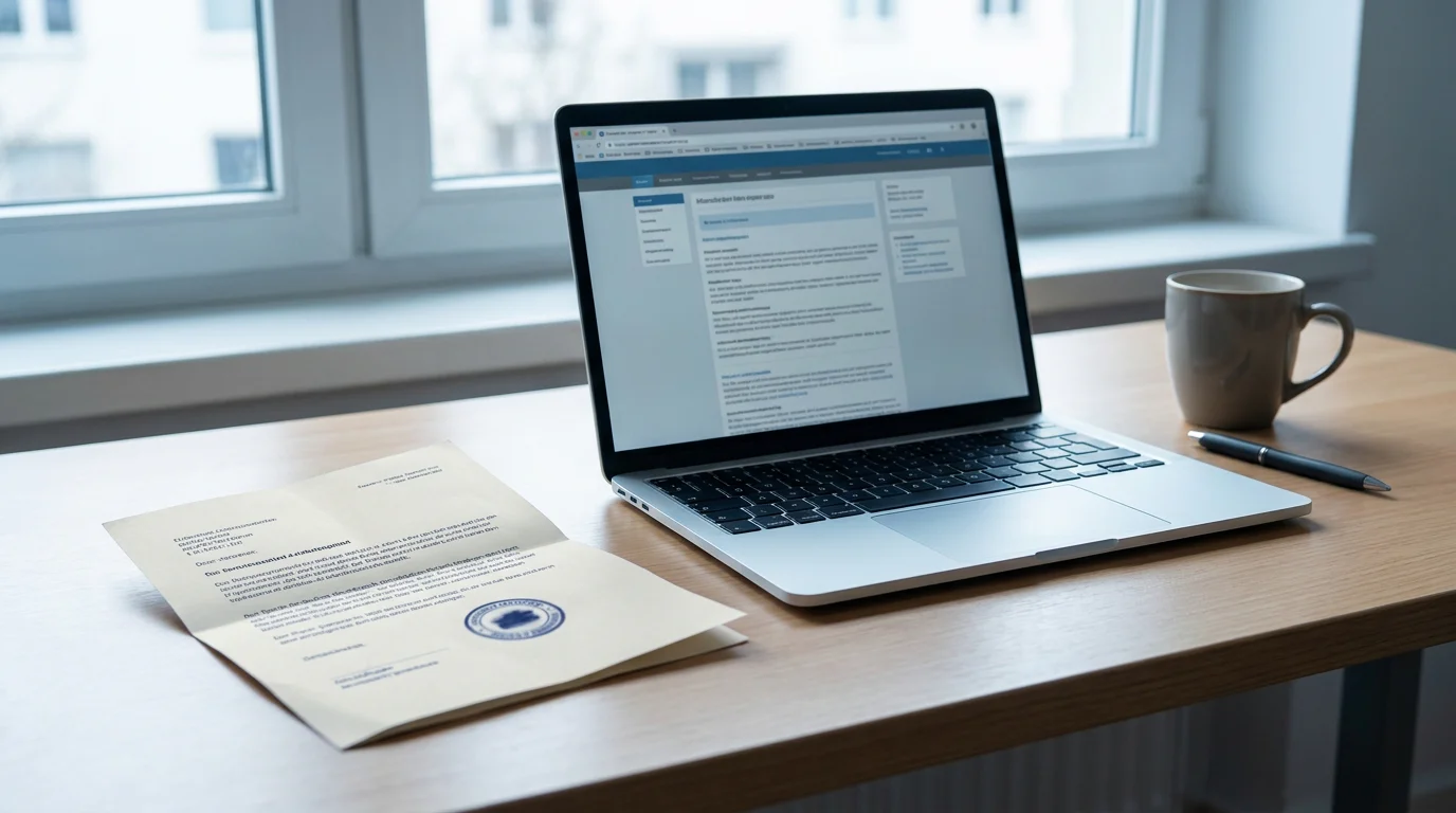 Neutrales deutsches Lizenzdokument auf einem Schreibtisch