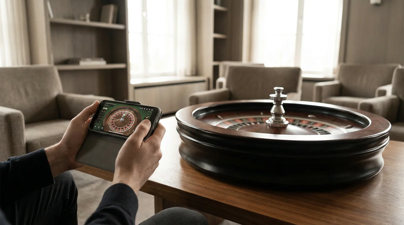 Mobiler Browser mit Live-Roulette-Tisch und gut lesbarer Spieloberfläche