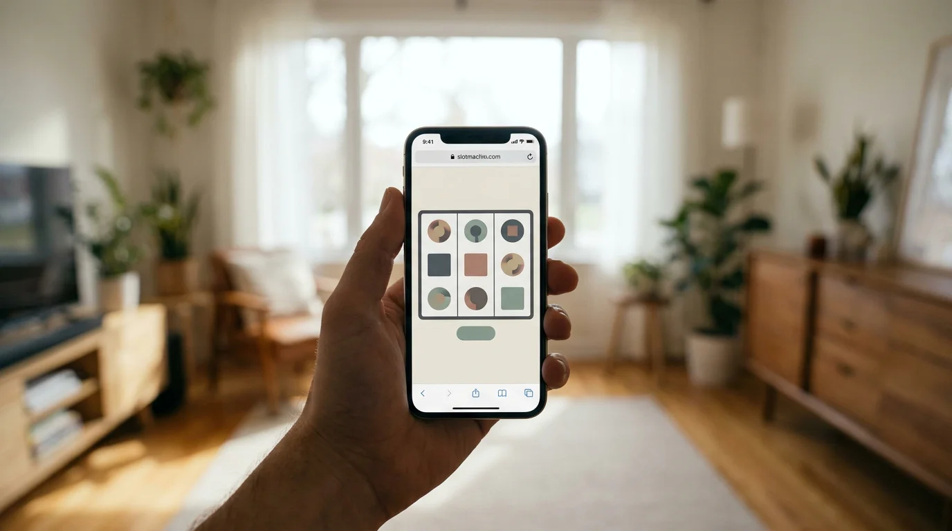Smartphone mit responsiver Darstellung eines kostenlosen Spielautomaten