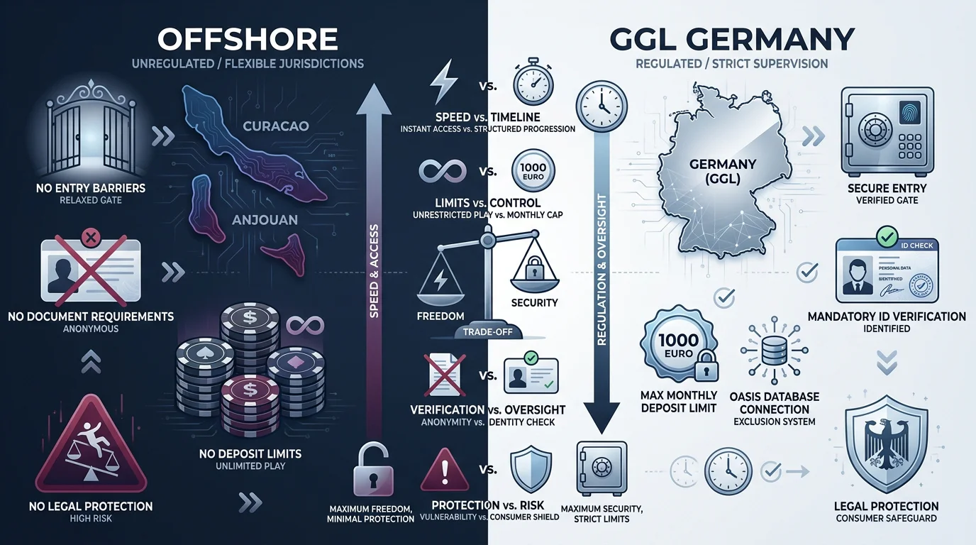 Vergleich Offshore-Casinos vs GGL-lizenzierte deutsche Casinos