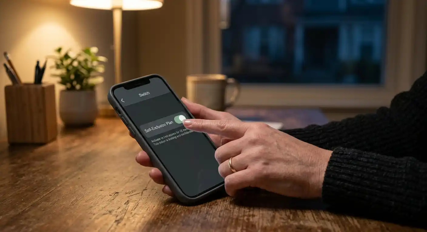 Abstrakte Selbstsperre für Glücksspielzahlungen auf einem neutralen Smartphone