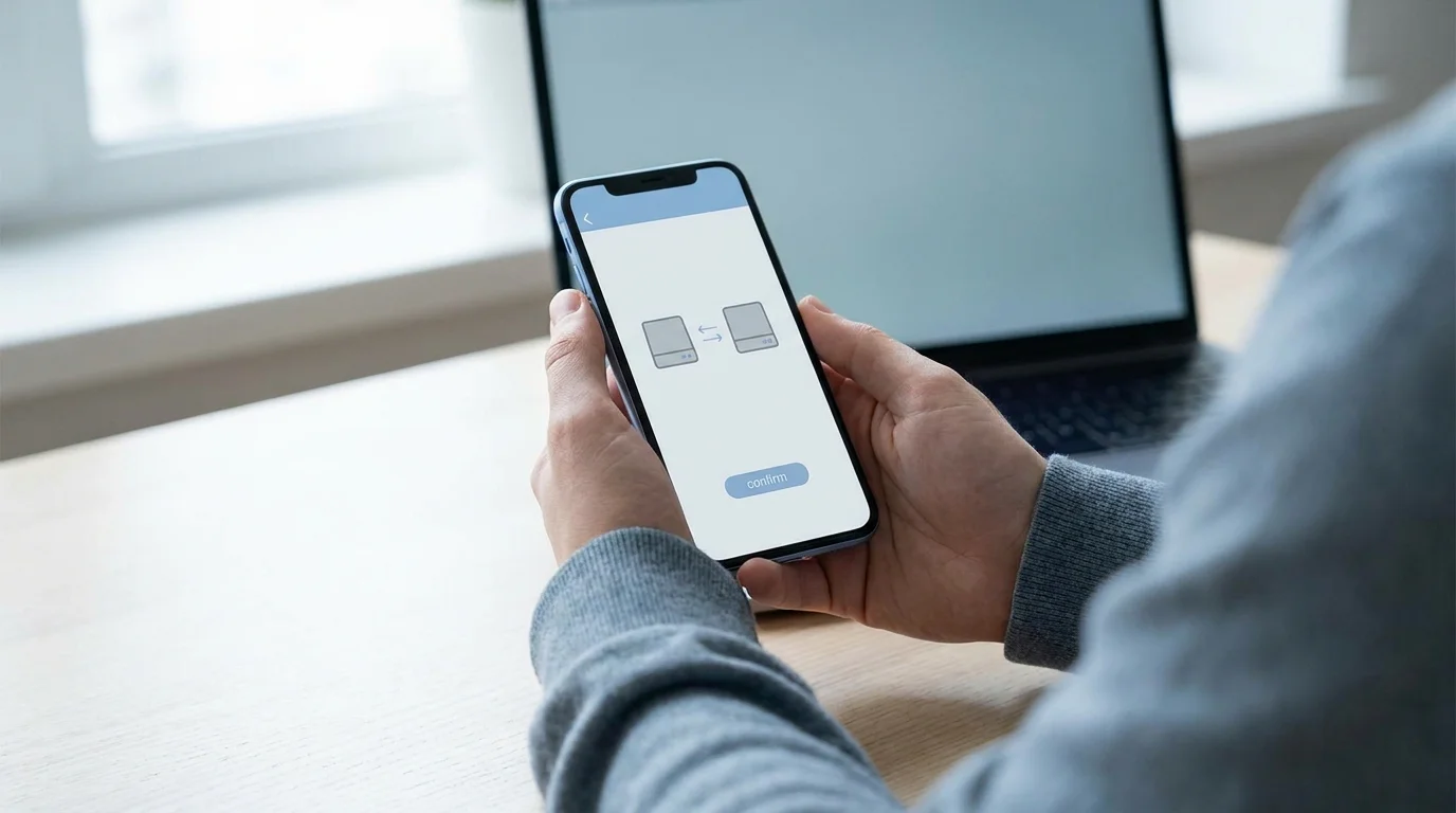 Auswahl des USDT-Netzwerks TRC20 oder ERC20 vor einer Einzahlung am Smartphone