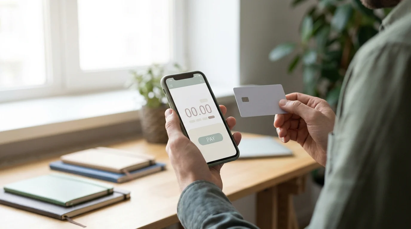Mobiltelefon mit offener Casino-Kasse, Visa-Eingabefeld sichtbar auf dem Bildschirm